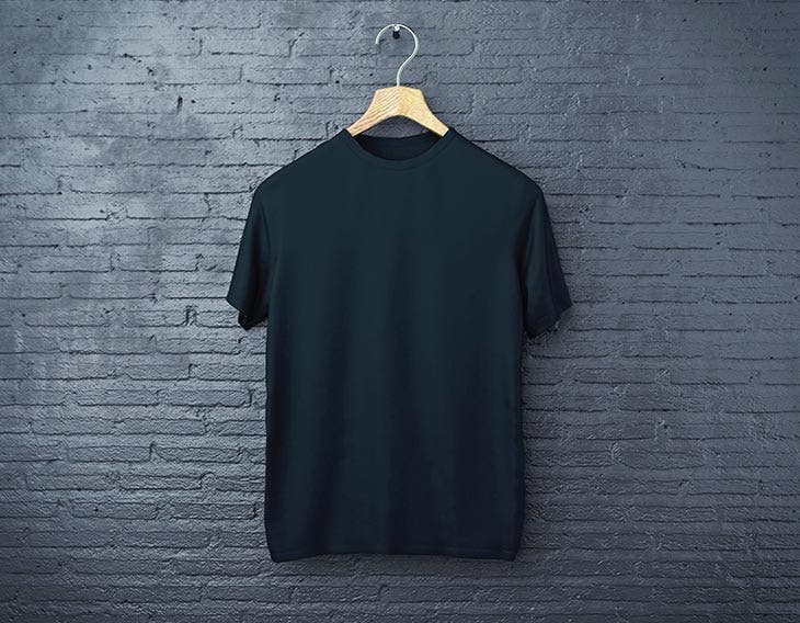 Black t-shirt on a hanger