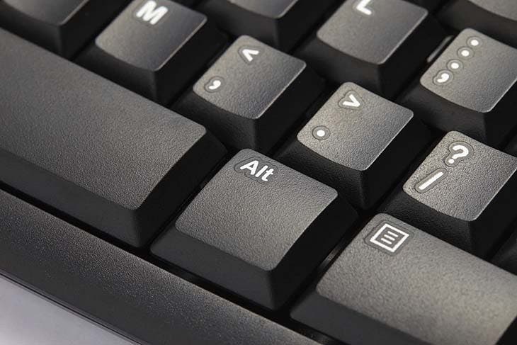Alt key on the keyboard