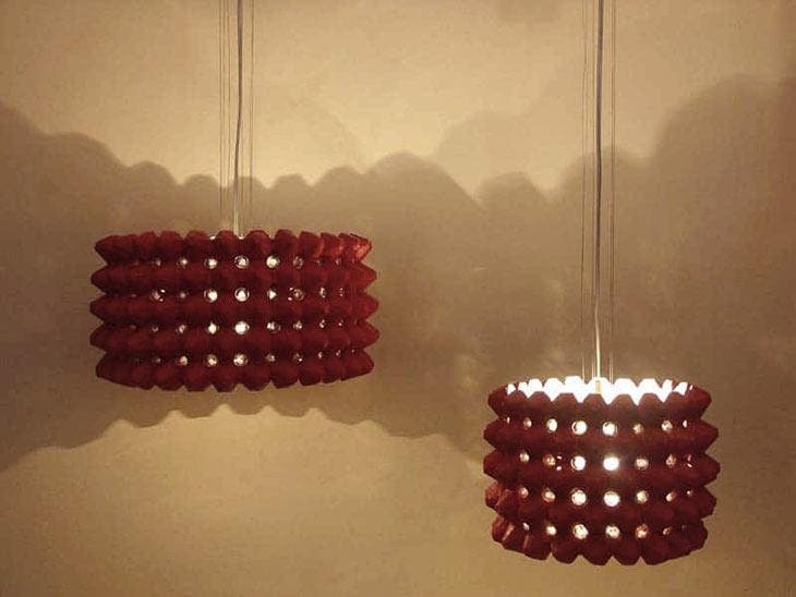 Turn egg cartons into lampshades