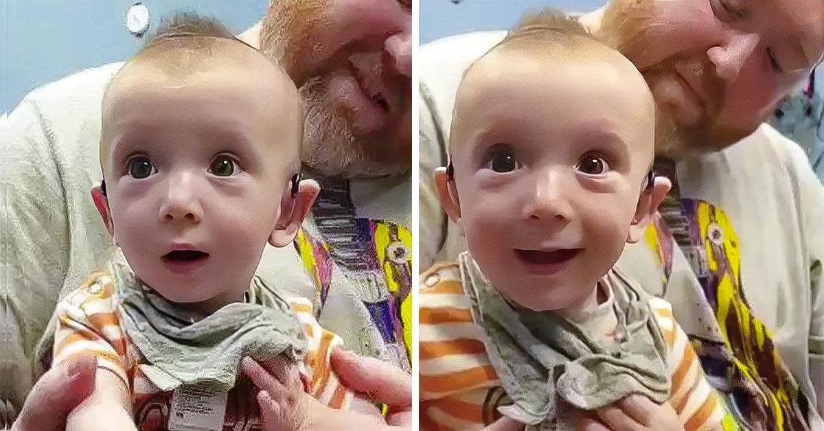 Un adorable bébé entend la voix de sa maman pour la première fois dans une vidéo touchante