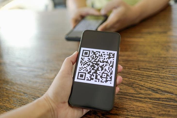 A QR code on the phone