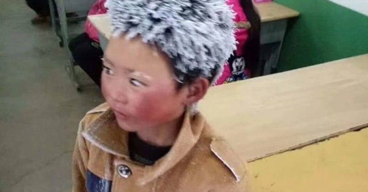 Un enfant de 8 ans arrive à l'école avec les cheveux gelés