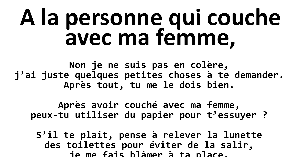 Un homme écrit une lettre à l’amant de sa femme