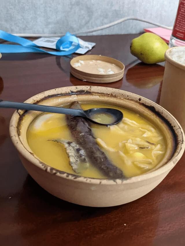 A dish served in a clay bowl