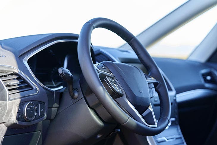 Leather car steering wheel