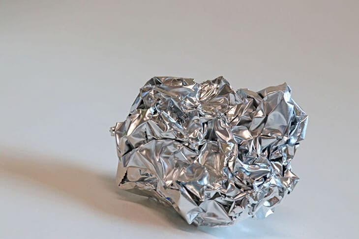 A ball of aluminum foil 
