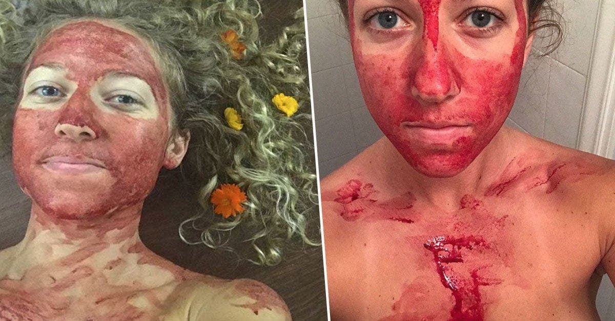 Une femme couvre son visage de sang menstruel pour prouver la beauté des règles