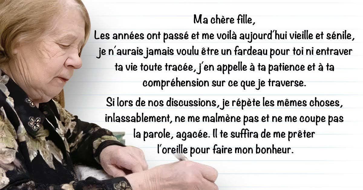 Une mère âgée adresse une lettre émouvante à sa fille pour lui rappeler qu’il faut prendre soin de nos parents autant qu’ils ont pu le faire pour nous