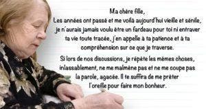 Une mère âgée adresse une lettre émouvante à sa fille pour lui rappeler qu’il faut prendre soin de nos parents autant qu’ils ont pu le faire pour nous