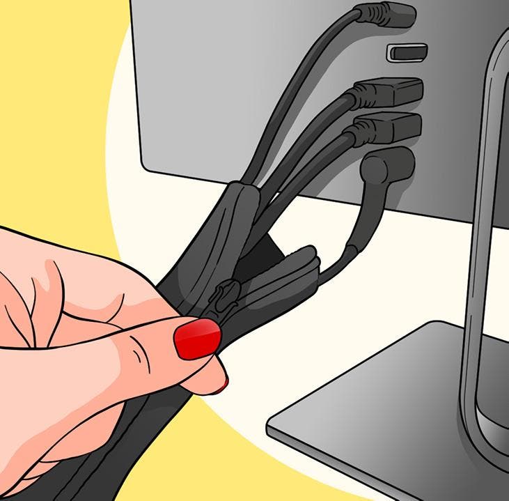 Use uma capa de cabo para ocultar cabos de computador