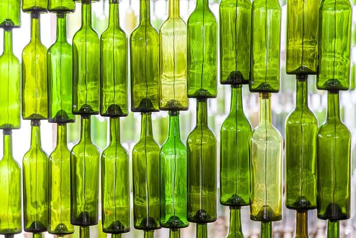 bouteilles de verre vertes
