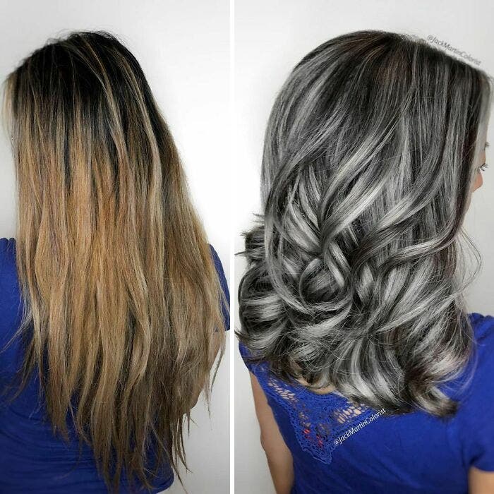Au lieu de couvrir les racines grises, ce coiffeur encourage les