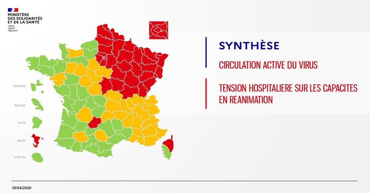 Coronavirus - Découvrez la carte du 30 avril des départements “rouges” qui ne pourront peut-être pas être déconfinés le 11 mai prochain