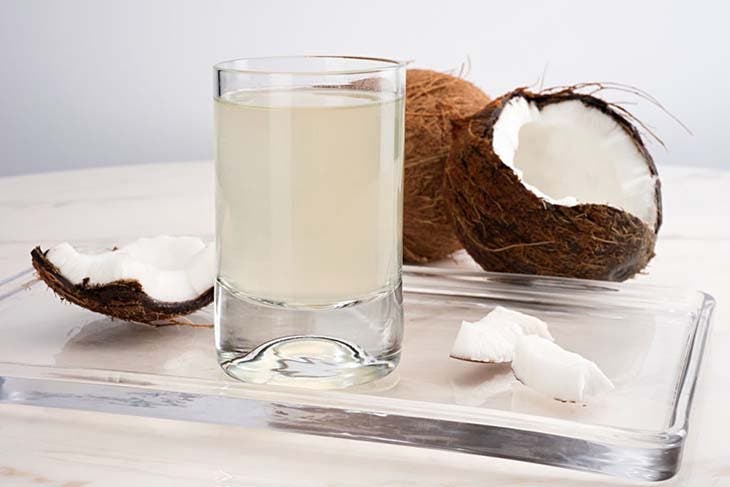 coconut water in a glass