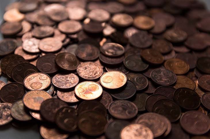 Pièces de monnaie en cuivre.