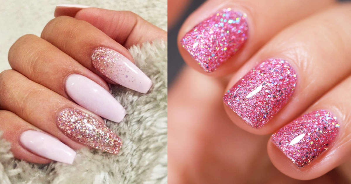 Ongles roses à paillettes : 35 idées glamour pour celles qui aiment les paillettes