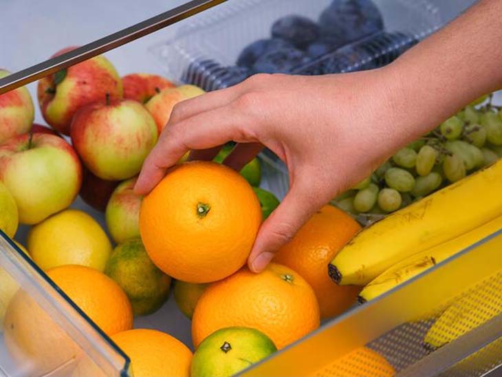 naranja en la heladera