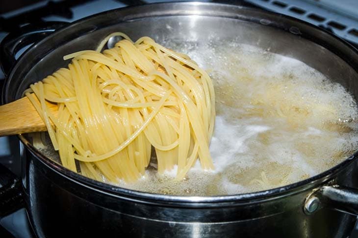 pasta in boiling water