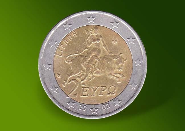 Pièce de deux euros grecque.