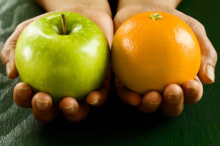 Apfel und Orange