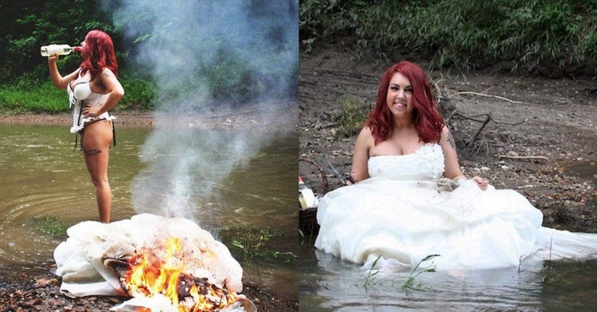 Pour fêter son divorce, une femme brûle sa robe de mariage et publie les photos sur les réseaux sociaux