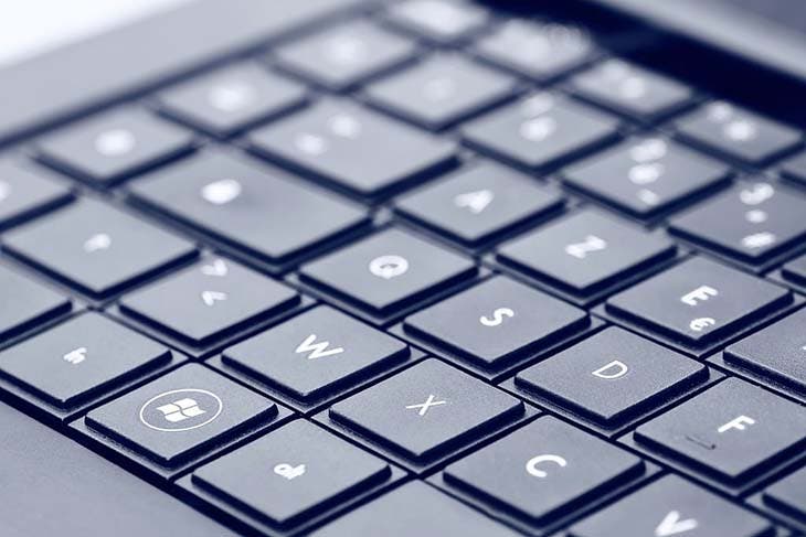 Plan azerty keyboard keys of a laptop